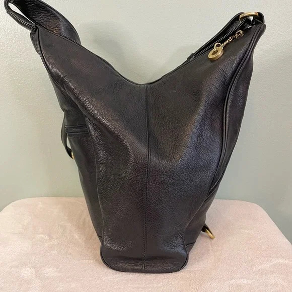 PERLINA New York Womens Shoulder Crossbody Bag Handbag HOBO Leather Black Casual - Picture 2 of 11